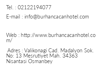 B Burhan aan Hotel & Spa & Cafe iletiim bilgileri